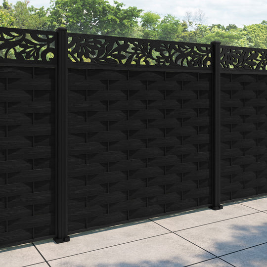 Ripple Heritage Fence Panel - Black - with our aluminium posts