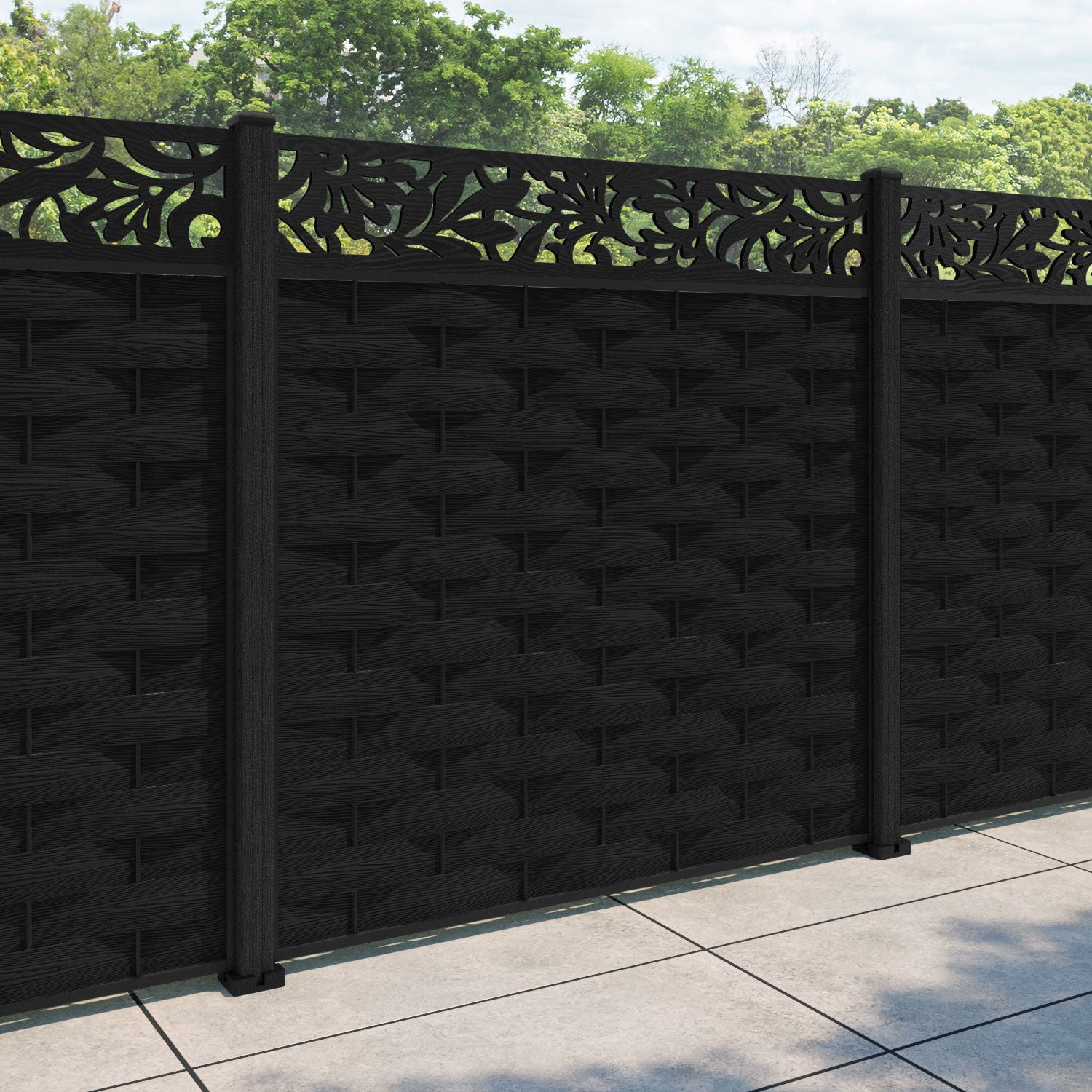 Ripple Heritage Fence Panel - Black - with our composite posts