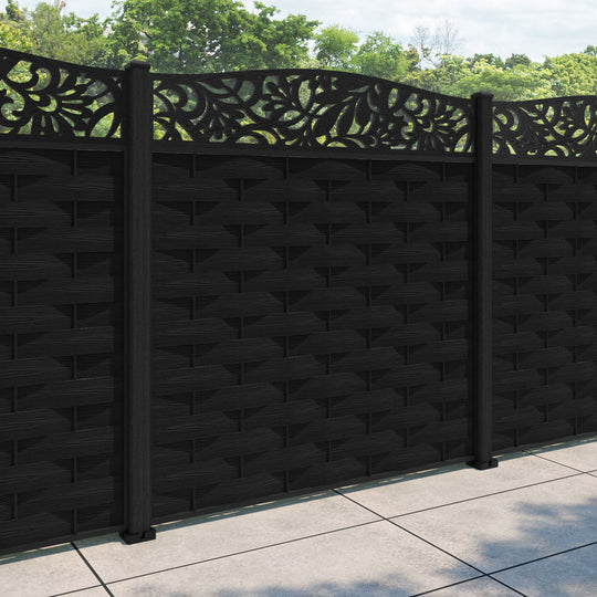 Ripple Heritage Curved Top Fence Panel - Black - with our composite posts