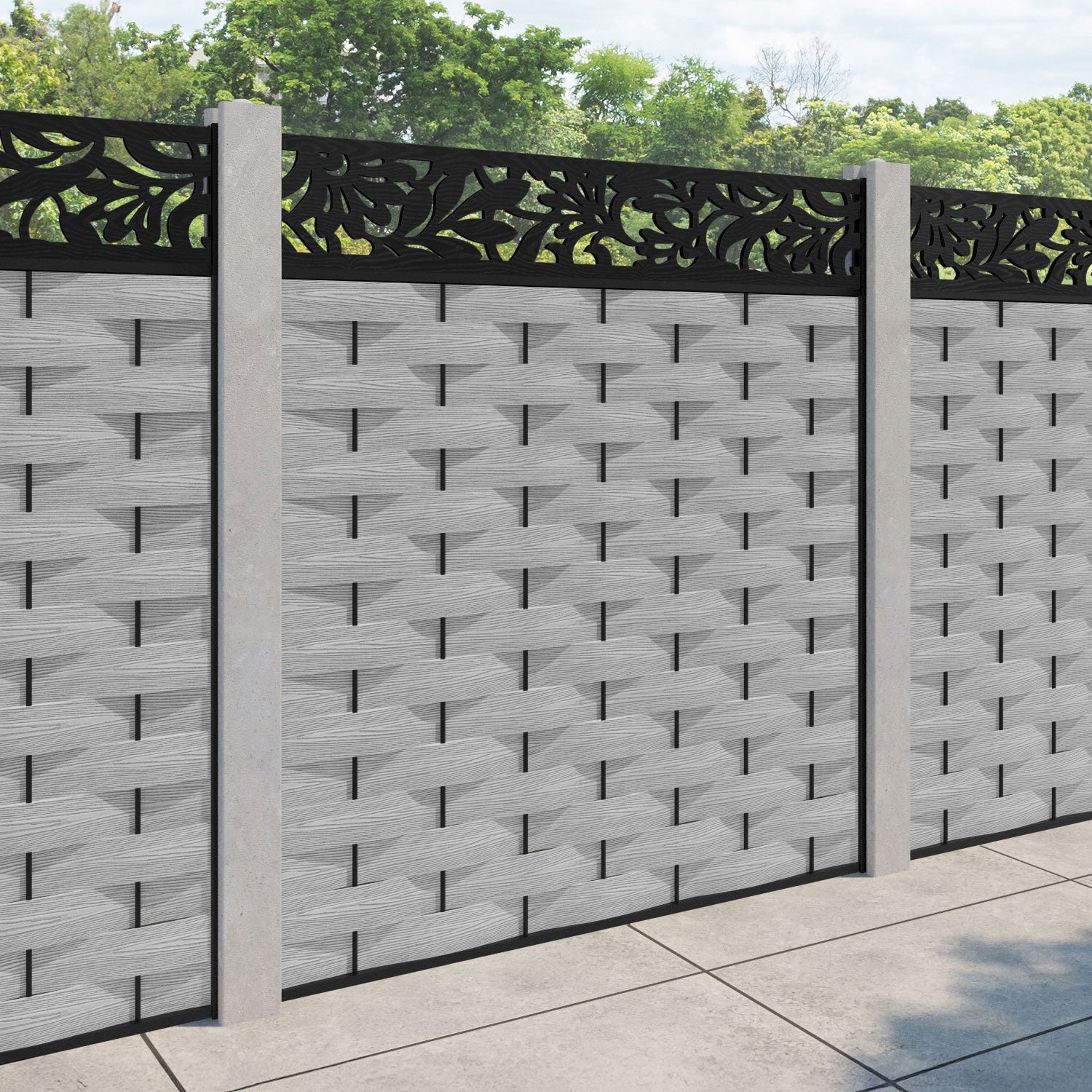 Ripple Heritage Fence Panel - Light Grey - for existing concrete posts