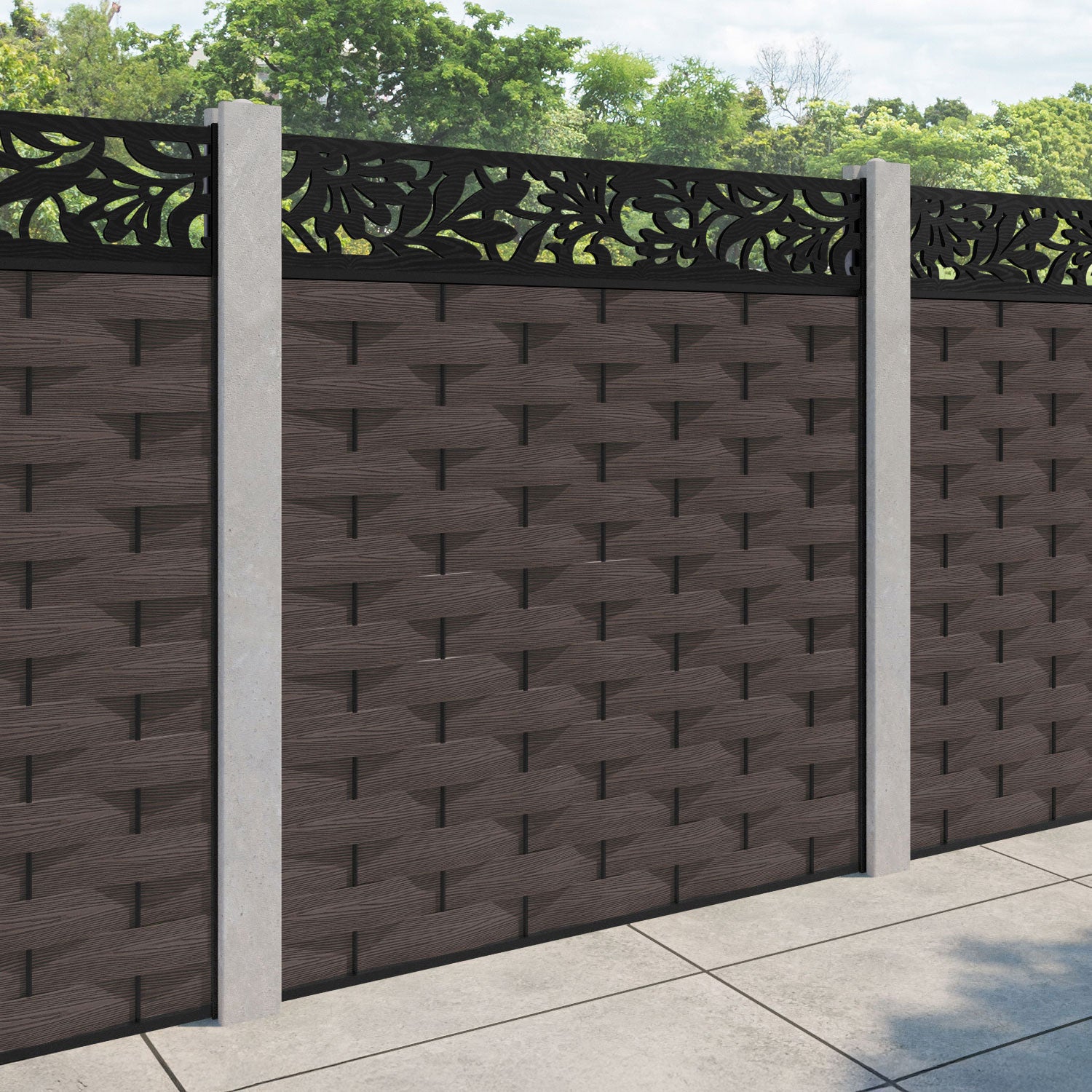 Ripple Heritage Fence Panel - Mid Brown - for existing concrete posts