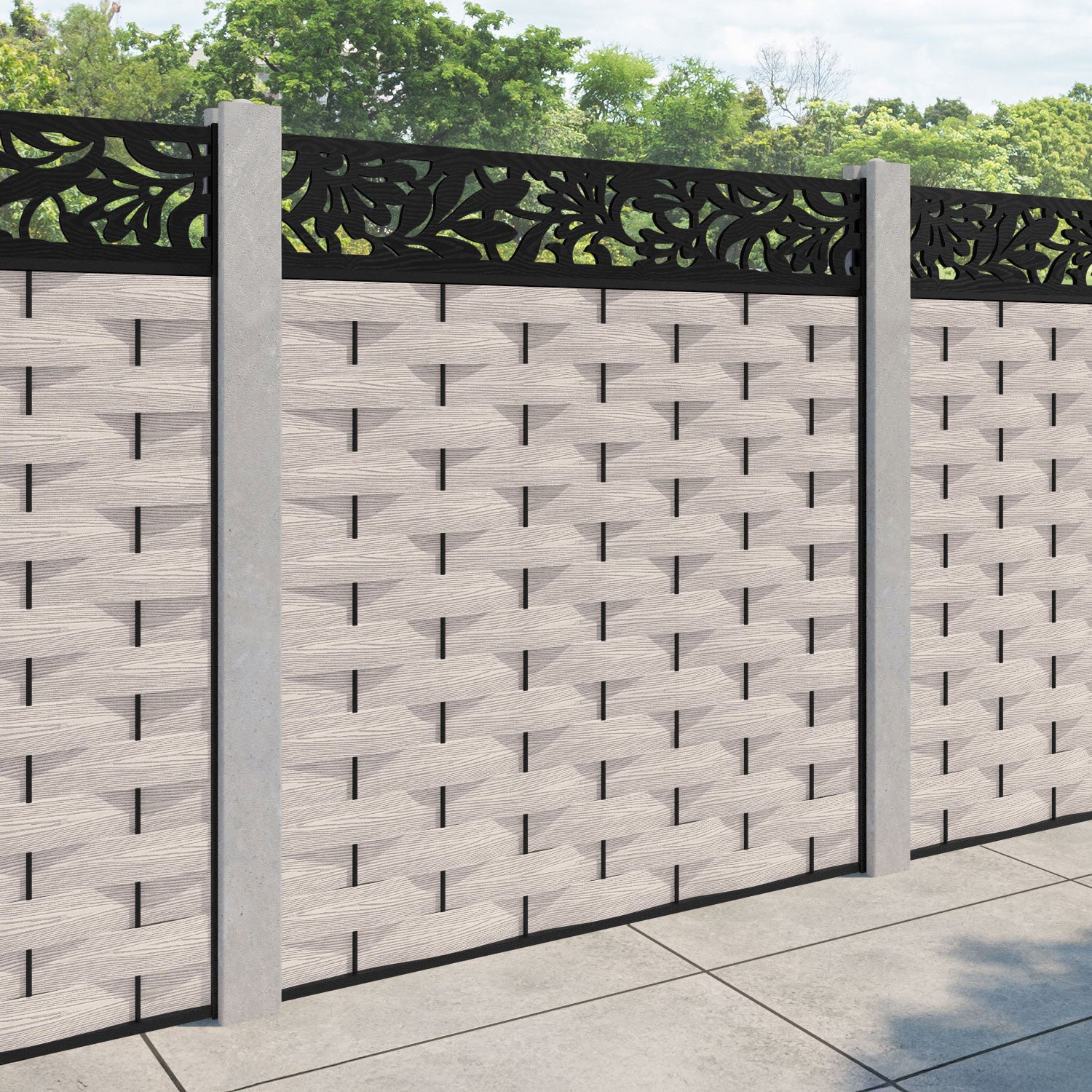 Ripple Heritage Fence Panel - Mid Stone - for existing concrete posts
