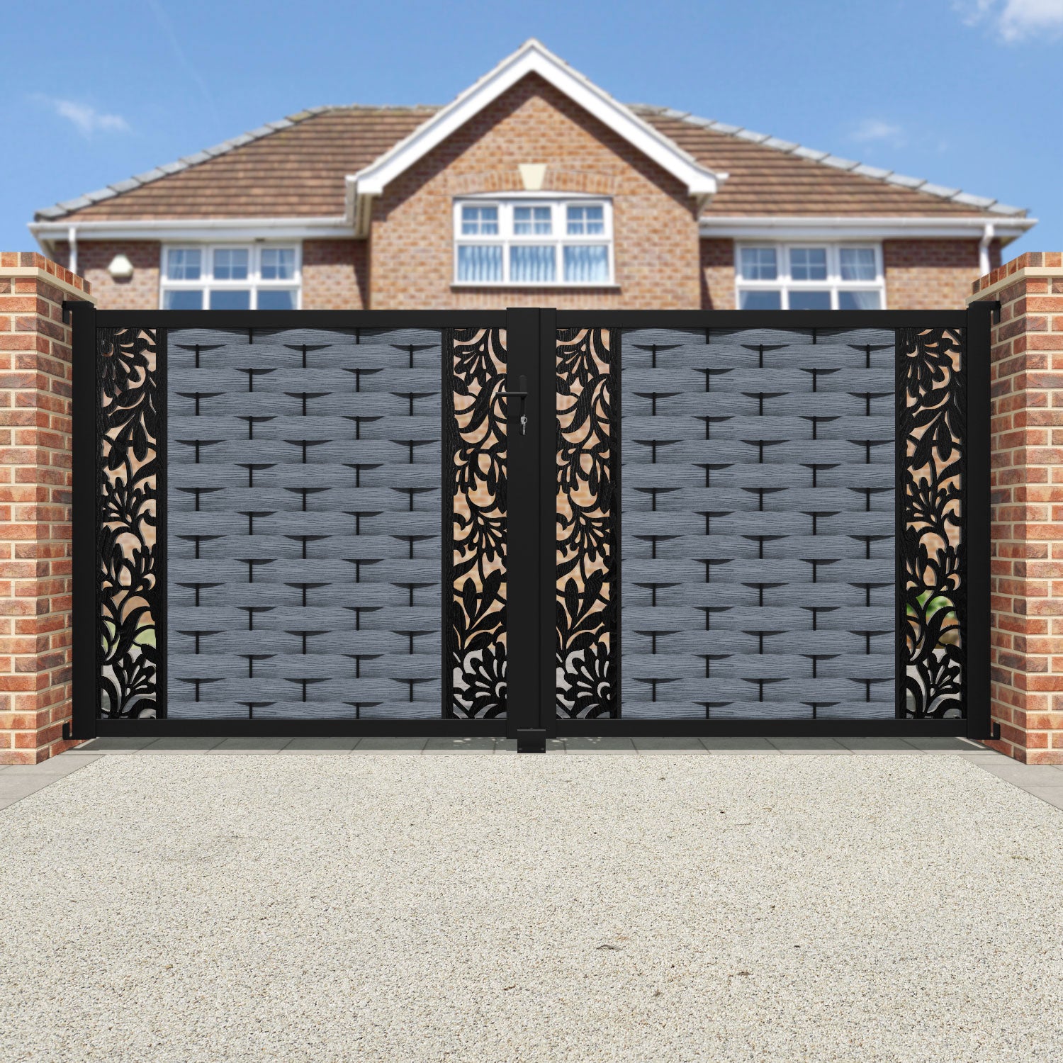 Ripple Heritage Straight Top Driveway Gate - Anthracite - Middle & End Screen