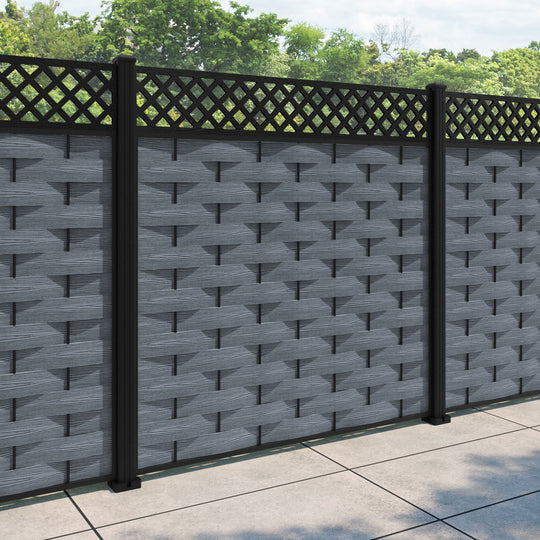 Ripple Hive Fence Panel - Anthracite - with our aluminium posts