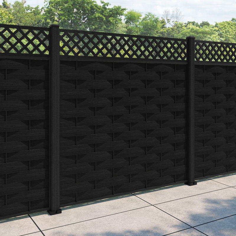 Ripple Hive Fence Panel - Black - with our composite posts