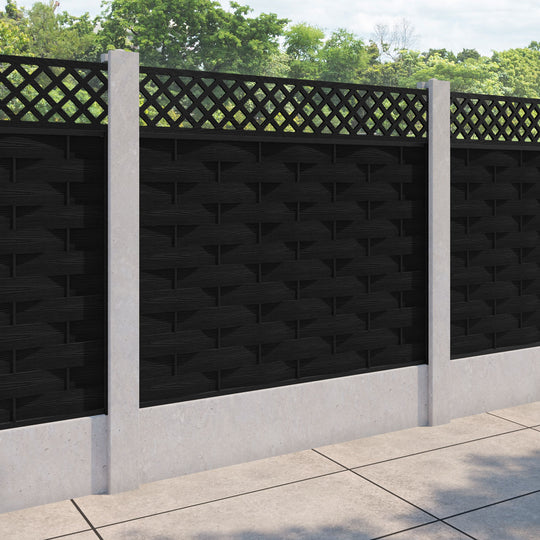 Ripple Hive Fence Panel - Black - for existing concrete posts