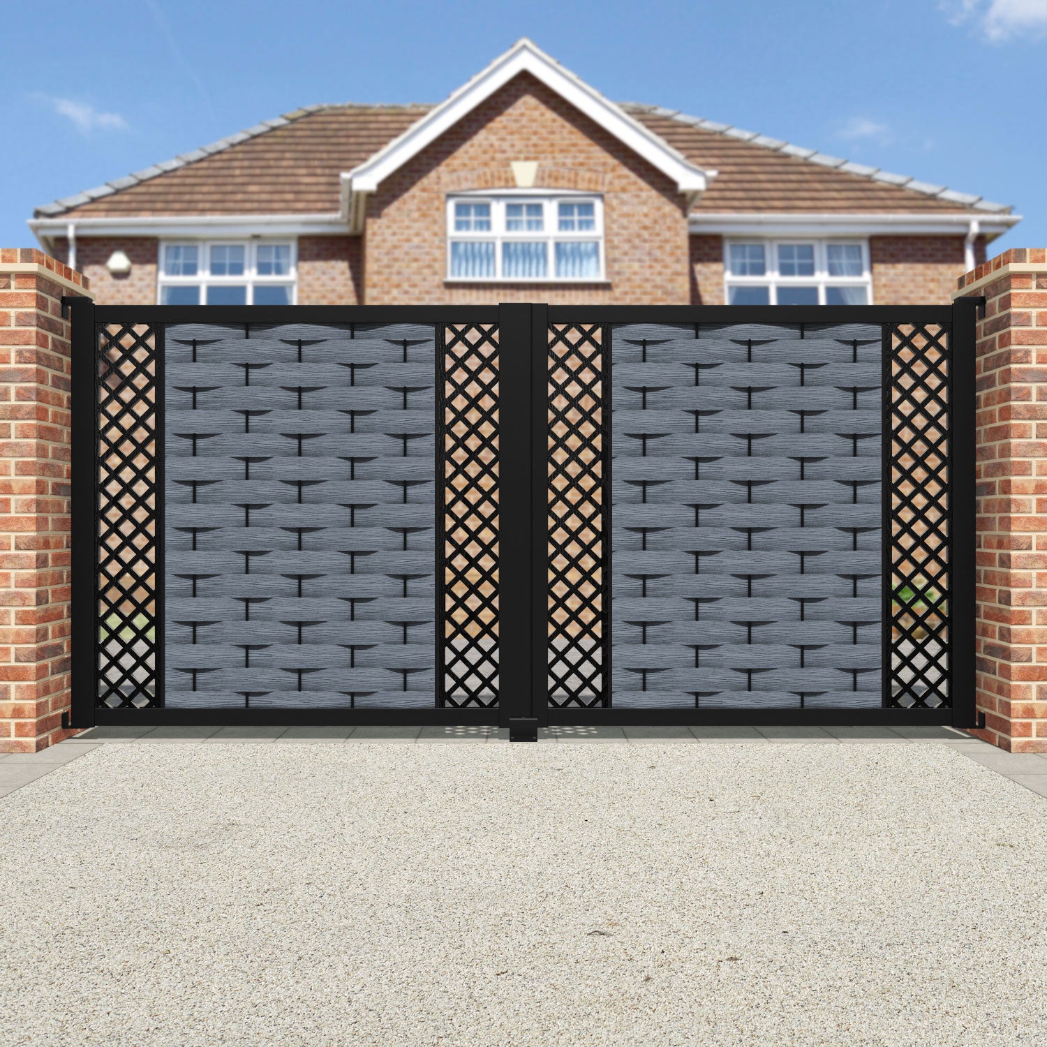 Ripple Hive Straight Top Driveway Gate - Anthracite - Middle & End Screen