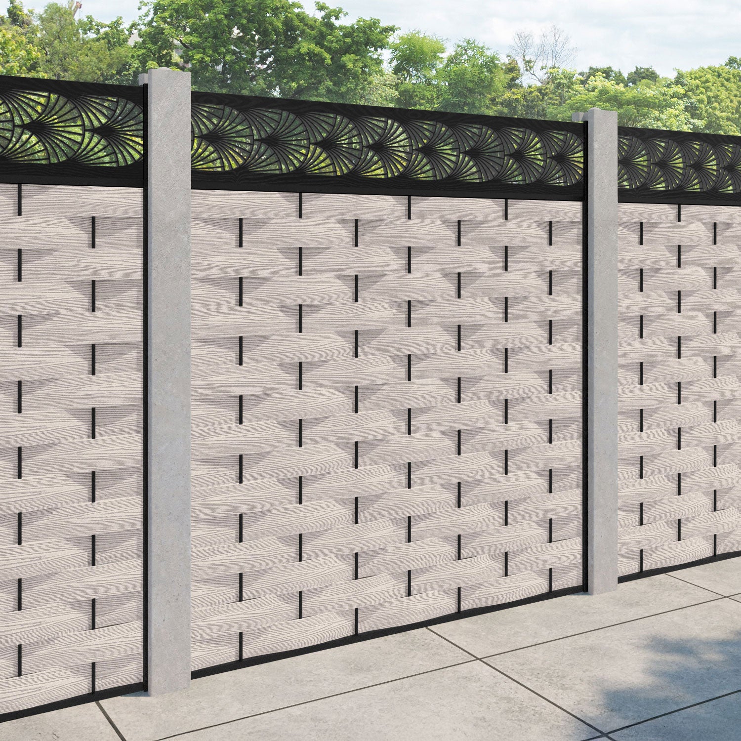 Ripple Laurel Fence Panel - Mid Stone - for existing concrete posts