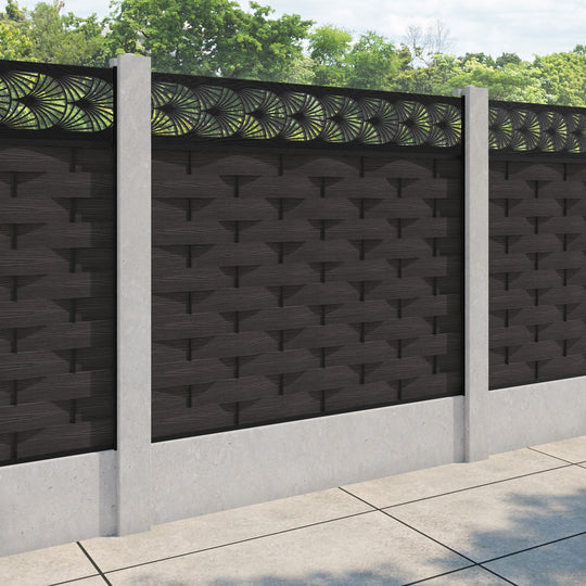 Ripple Laurel Fence Panel - Dark Oak - for existing concrete posts