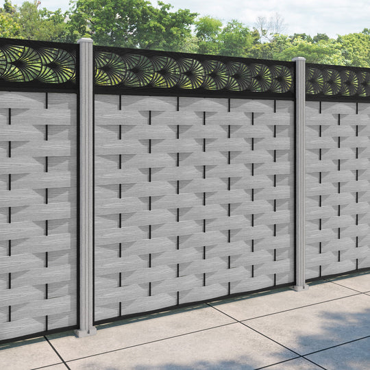 Ripple Laurel Fence Panel - Light Grey - with our composite posts