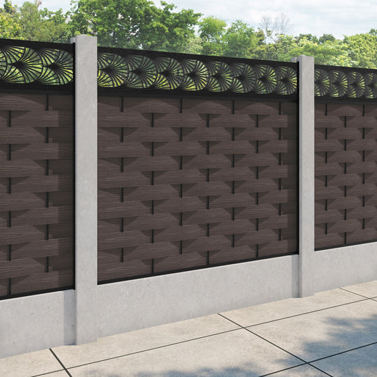 Ripple Laurel Fence Panel - Mid Brown - for existing concrete posts