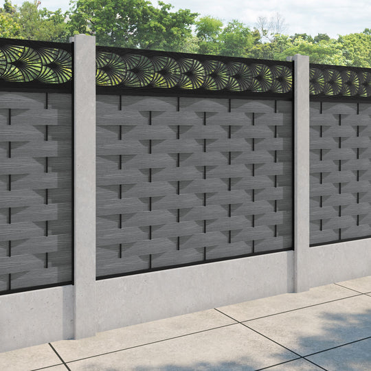 Ripple Laurel Fence Panel - Mid Grey - for existing concrete posts