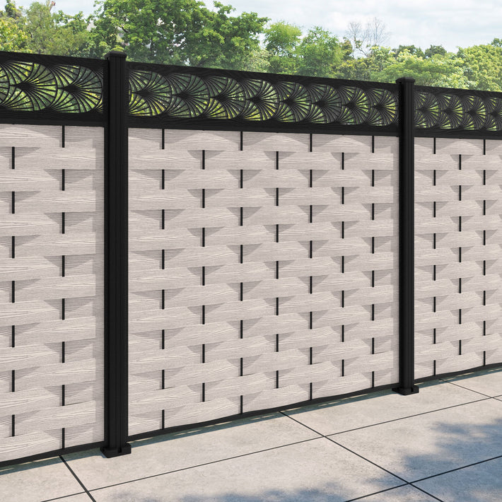 Ripple Laurel Fence Panel - Mid Stone - with our aluminium posts