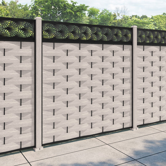 Ripple Laurel Fence Panel - Mid Stone - with our composite posts