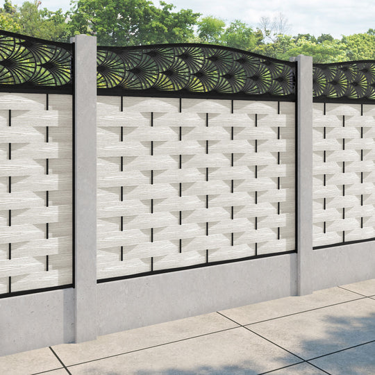 Ripple Laurel Curved Top Fence Panel - Light Stone - for existing concrete posts