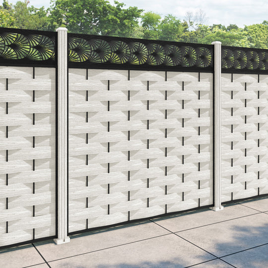 Ripple Laurel Fence Panel - Light Stone - with our composite posts