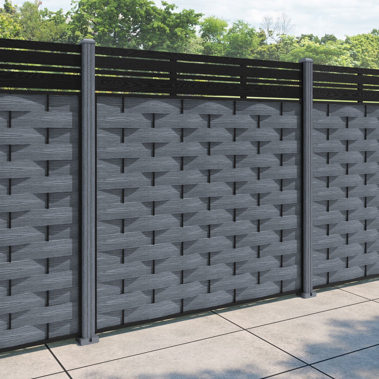 Ripple Linea Fence Panel - Anthracite - with our composite posts