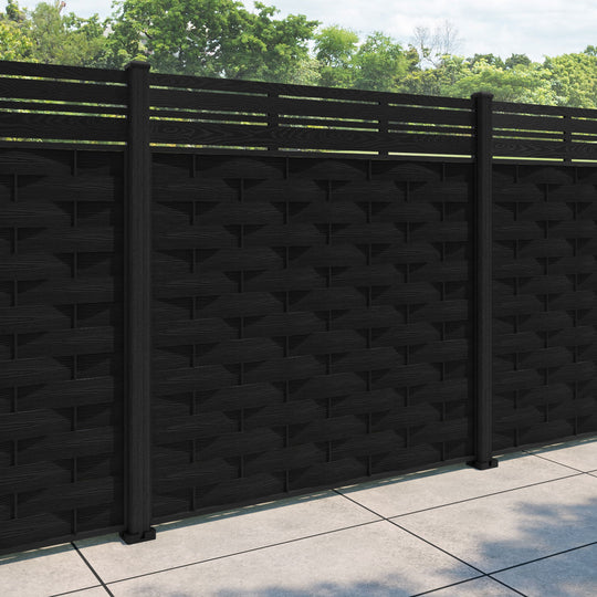 Ripple Linea Fence Panel - Black - with our composite posts