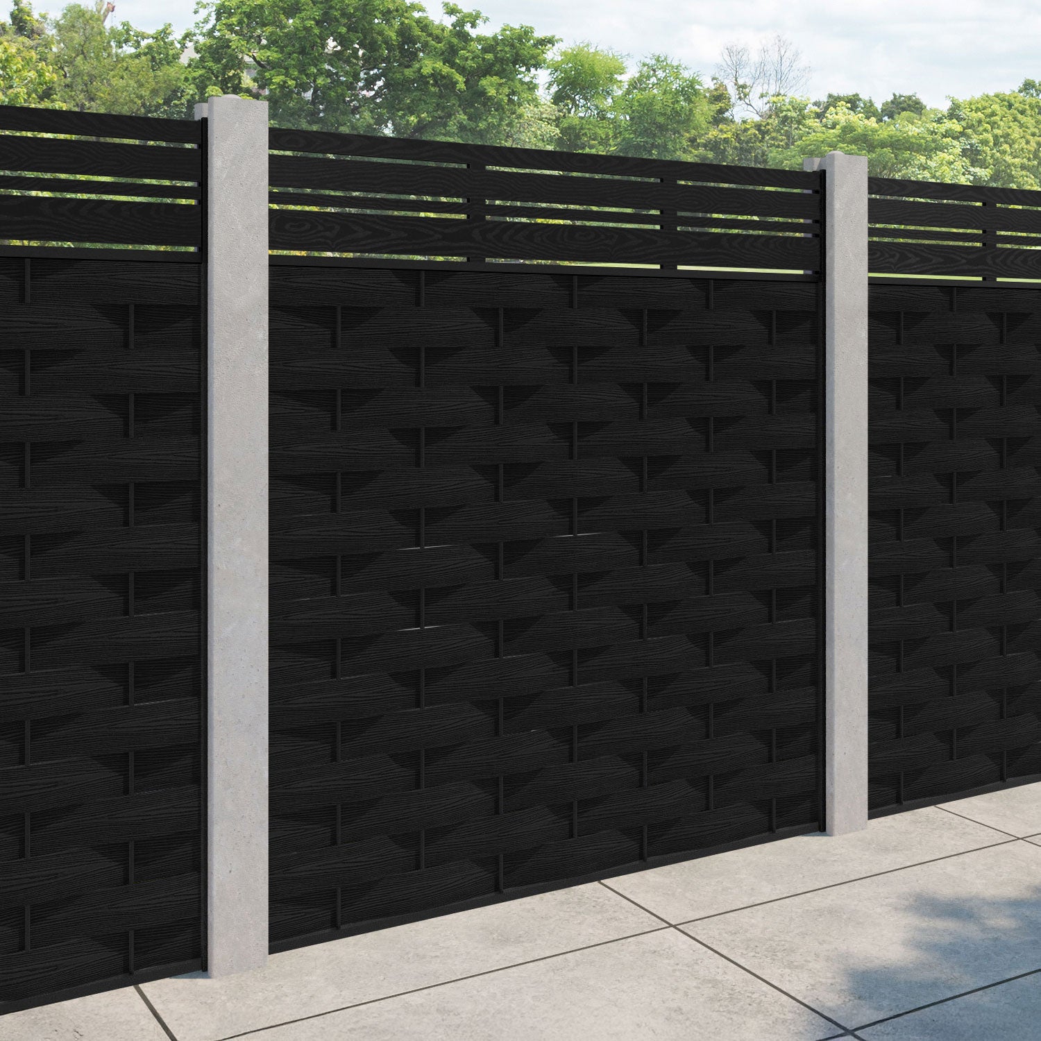 Ripple Linea Fence Panel - Black - for existing concrete posts