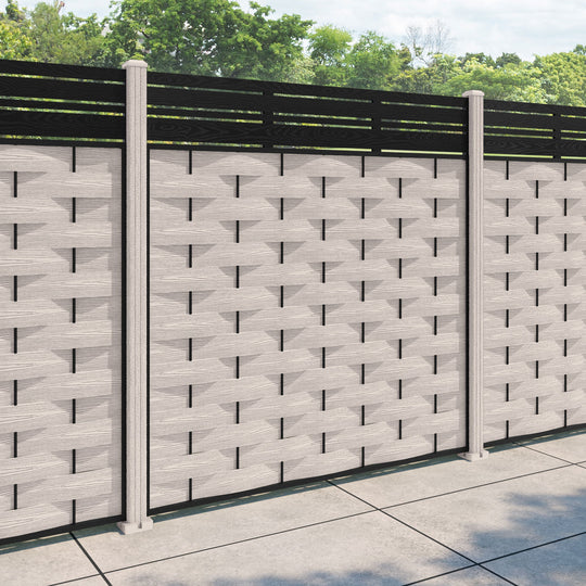 Ripple Linea Fence Panel - Mid Stone - with our composite posts