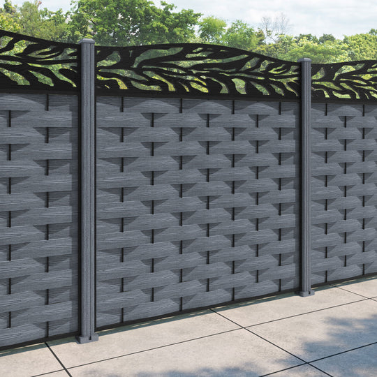 Ripple Malawi Curved Top Fence Panel - Anthracite - with our composite posts