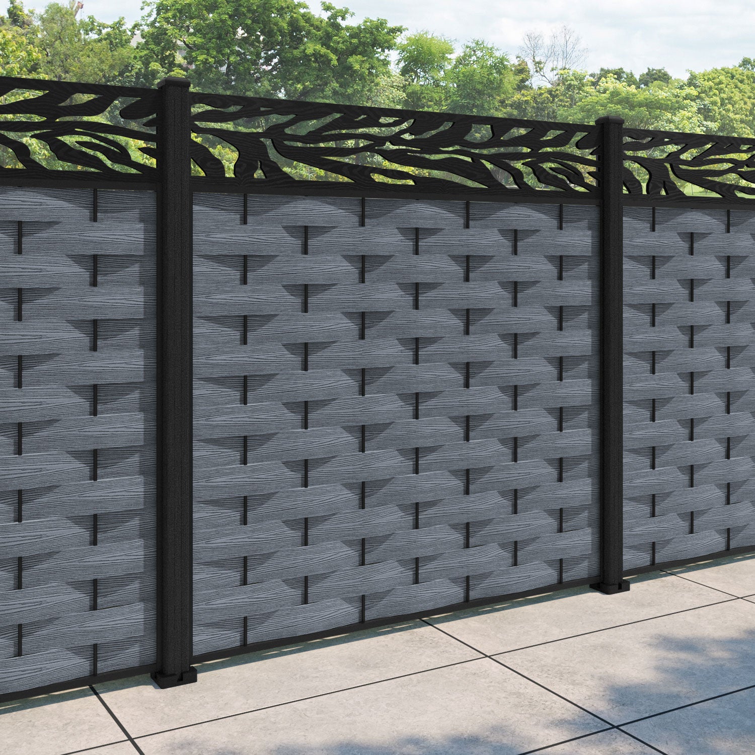 Ripple Malawi Fence Panel - Anthracite - with our composite posts