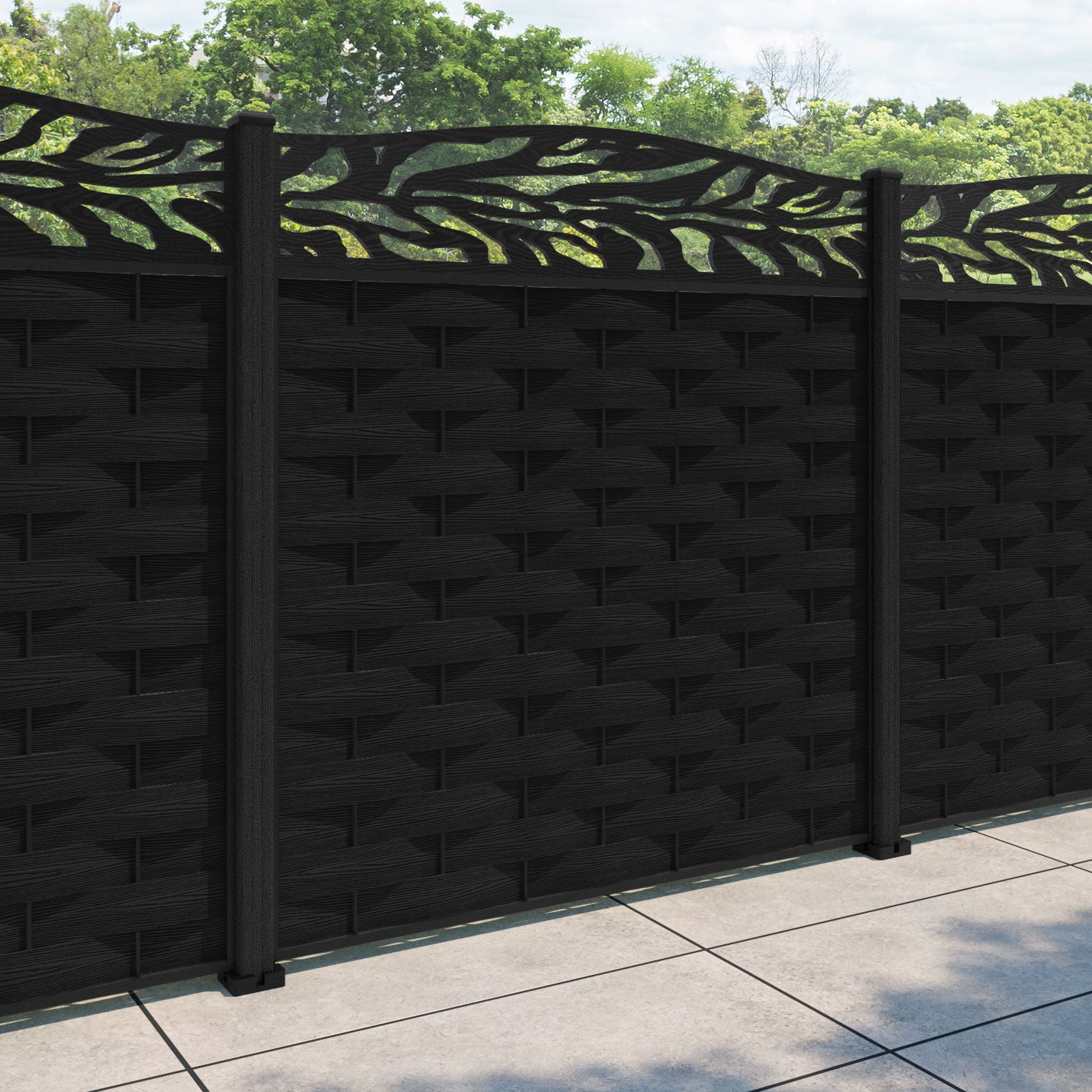Ripple Malawi Curved Top Fence Panel - Black - with our composite posts