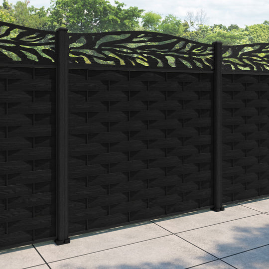 Ripple Malawi Curved Top Fence Panel - Black - with our composite posts