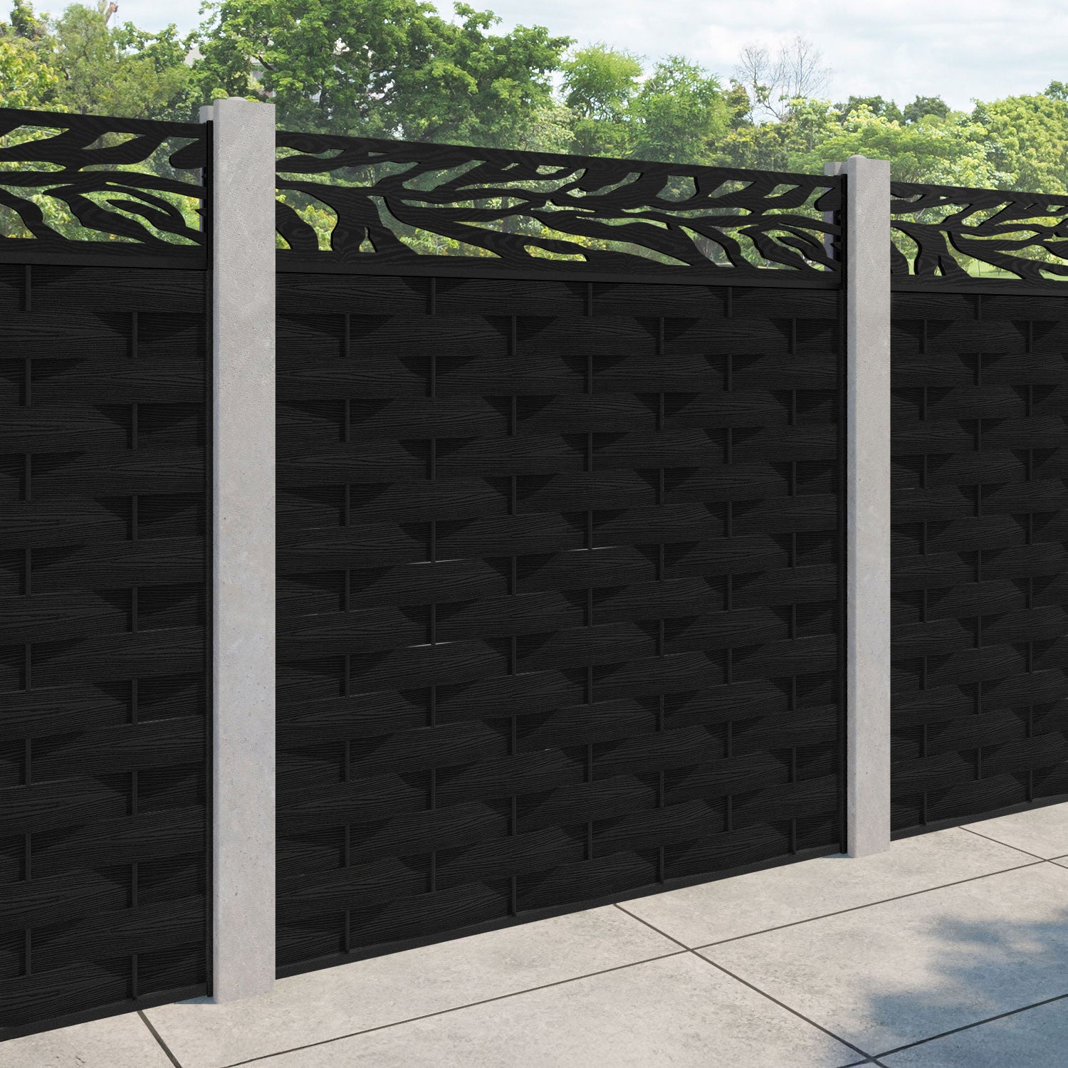 Ripple Malawi Fence Panel - Black - for existing concrete posts