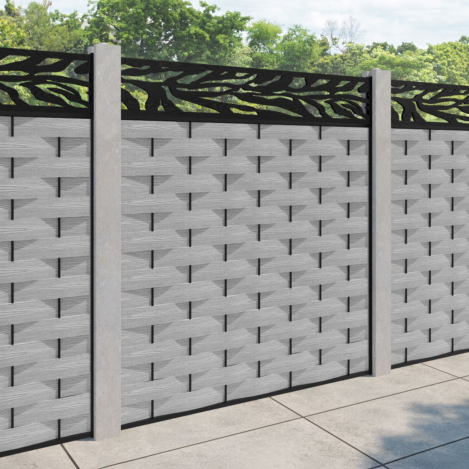 Ripple Malawi Fence Panel - Light Grey - for existing concrete posts