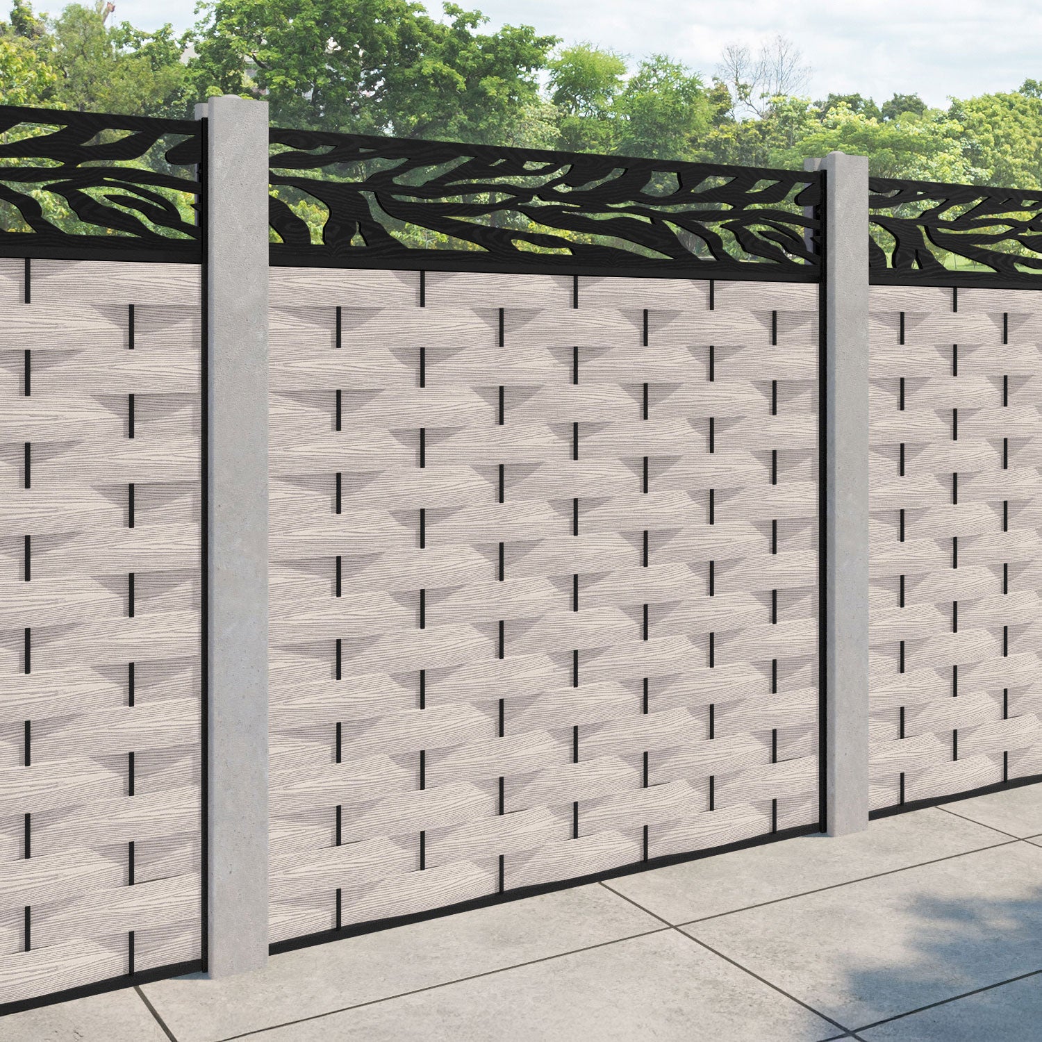 Ripple Malawi Fence Panel - Mid Stone - for existing concrete posts