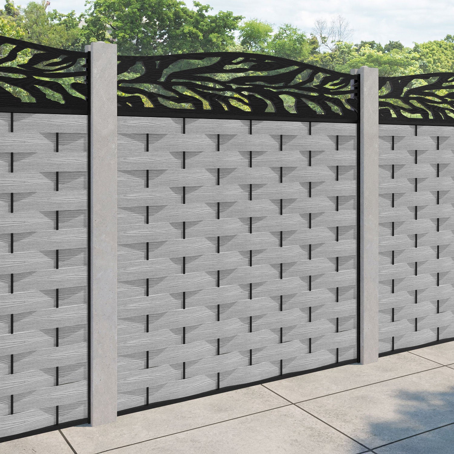 Ripple Malawi Curved Top Fence Panel - Light Grey - for existing concrete posts