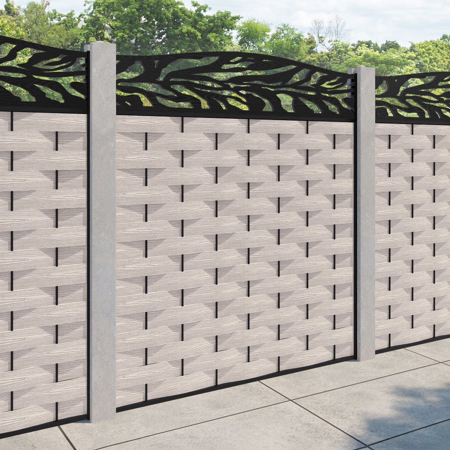 Ripple Malawi Curved Top Fence Panel - Mid Stone - for existing concrete posts
