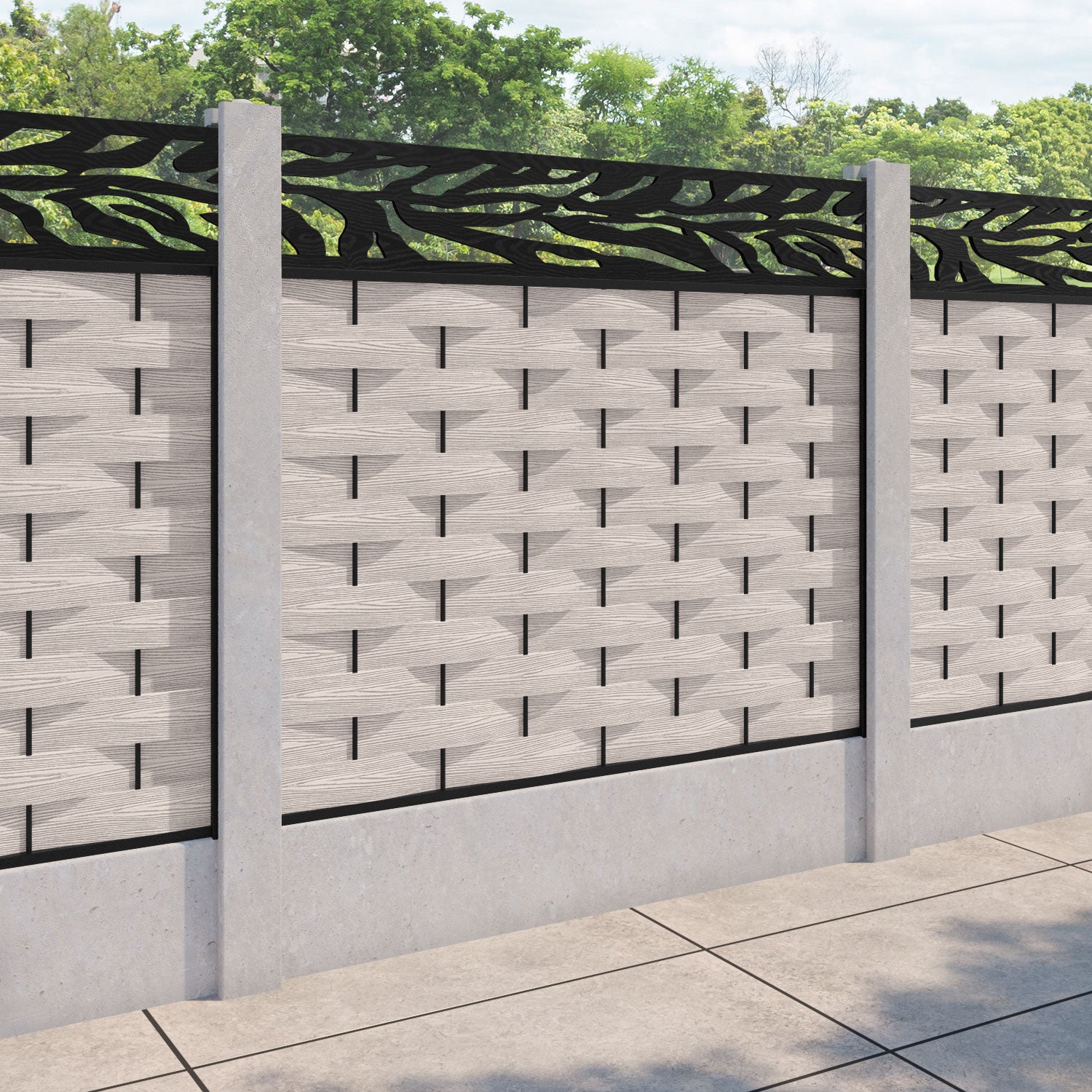 Ripple Malawi Fence Panel - Mid Stone - for existing concrete posts