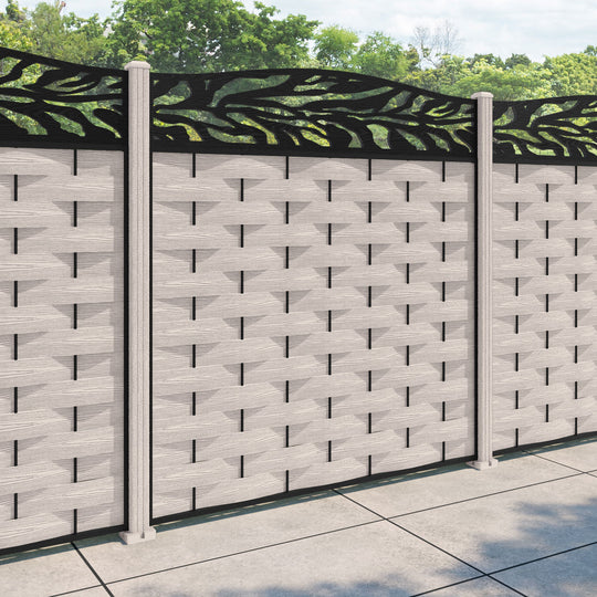 Ripple Malawi Curved Top Fence Panel - Mid Stone - with our composite posts