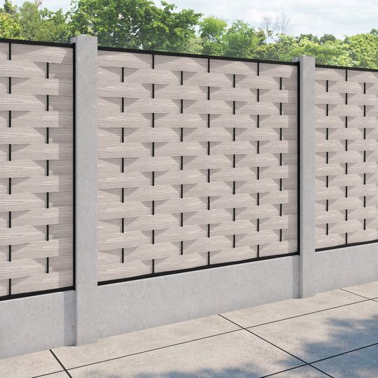 Ripple Fence Panel - Mid Stone - for existing concrete posts
