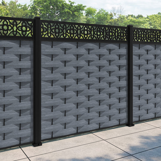 Ripple Nabila Fence Panel - Anthracite - with our aluminium posts