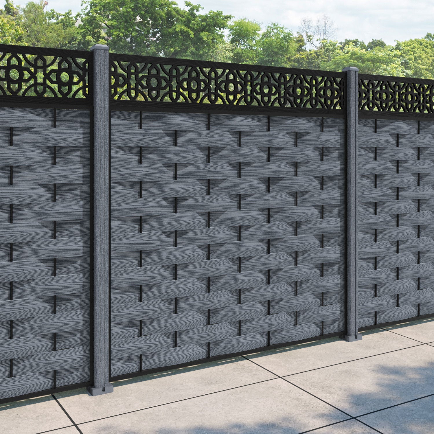 Ripple Nabila Fence Panel - Anthracite - with our composite posts