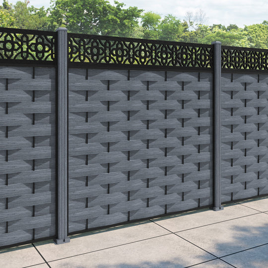 Ripple Nabila Fence Panel - Anthracite - with our composite posts