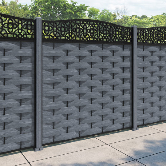 Ripple Nabila Curved Top Fence Panel - Anthracite - with our composite posts