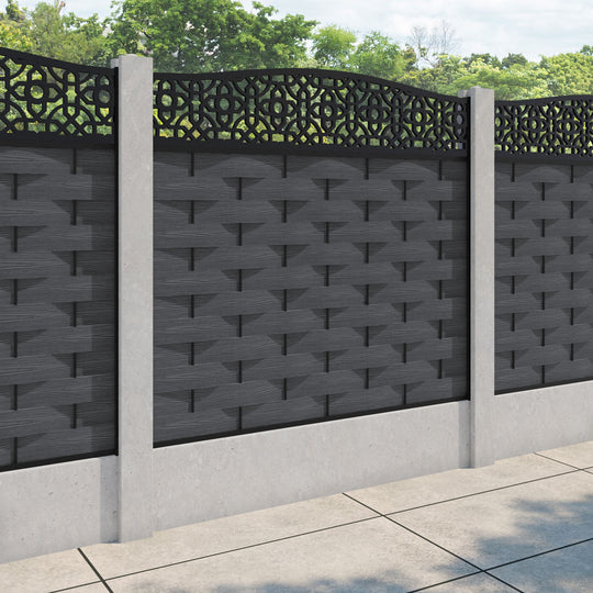 Ripple Nabila Curved Top Fence Panel - Dark Grey - for existing concrete posts