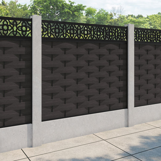Ripple Nabila Fence Panel - Dark Oak - for existing concrete posts