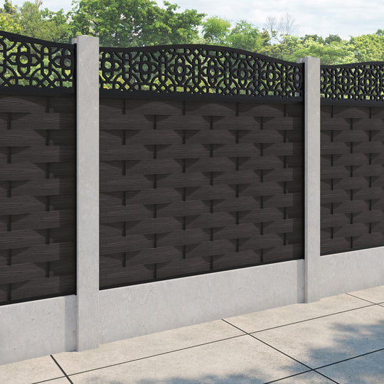 Ripple Nabila Curved Top Fence Panel - Dark Oak - for existing concrete posts