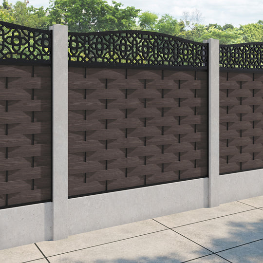 Ripple Nabila Curved Top Fence Panel - Mid Brown - for existing concrete posts