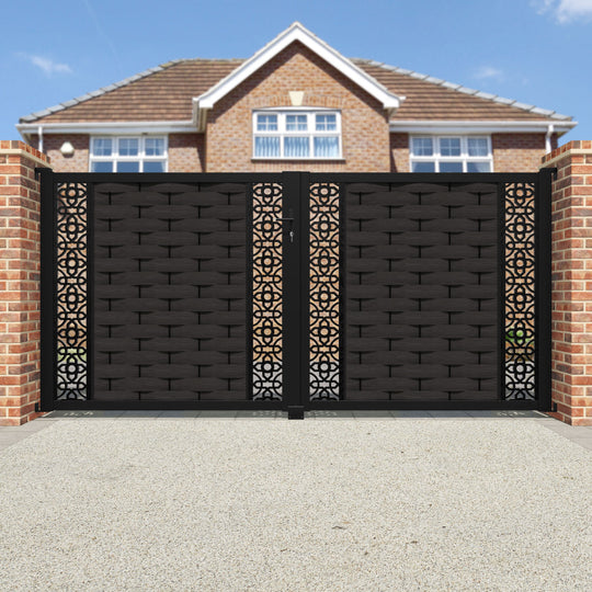 Ripple Nabila Straight Top Driveway Gate - Dark Oak - Middle & End Screen