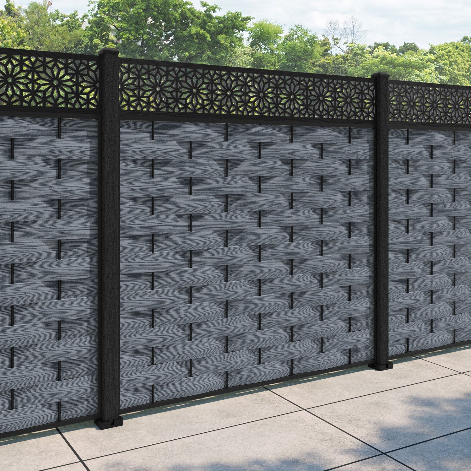 Ripple Narwa Fence Panel - Anthracite - with our composite posts