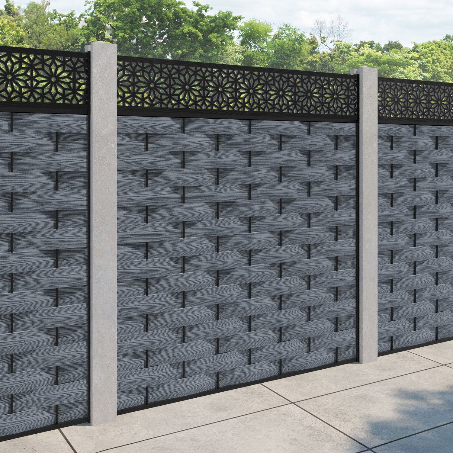 Ripple Narwa Fence Panel - Anthracite - for existing concrete posts