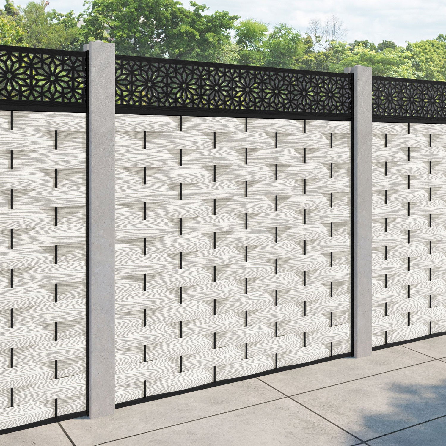 Ripple Narwa Fence Panel - Light Stone - for existing concrete posts