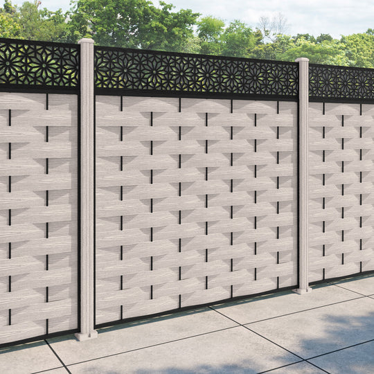 Ripple Narwa Fence Panel - Mid Stone - with our composite posts