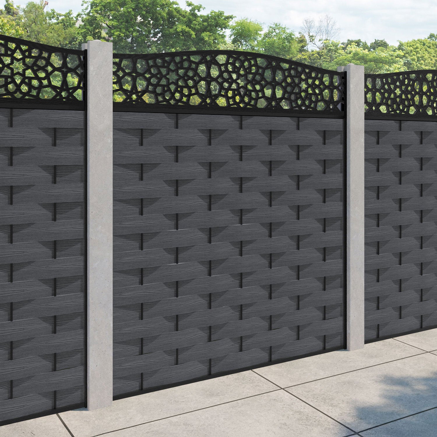 Ripple Nazira Curved Top Fence Panel - Dark Grey - for existing concrete posts